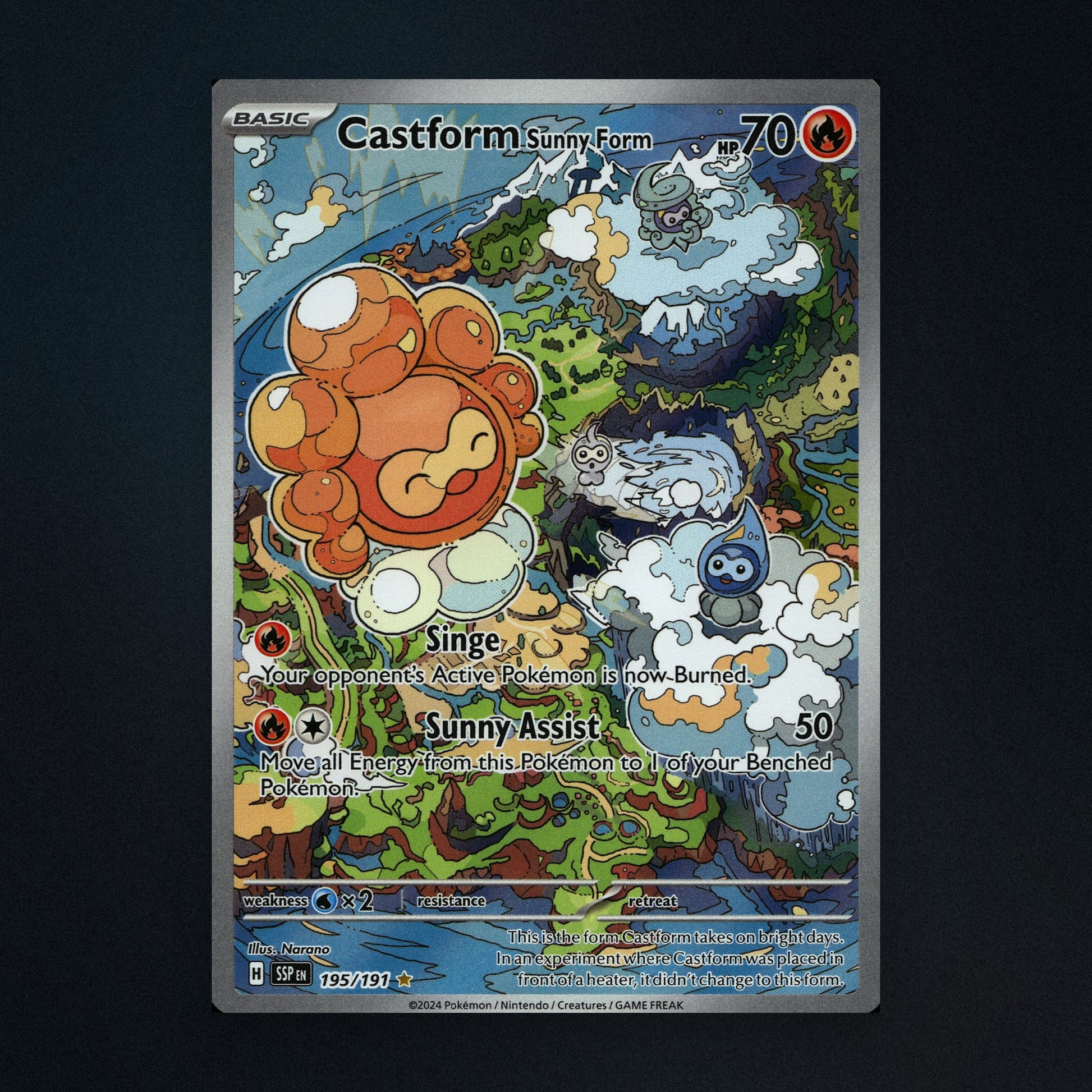 Castform Sunny Form - 195/191 - Surging Sparks - Illustration Rare Holo - Near Mint front