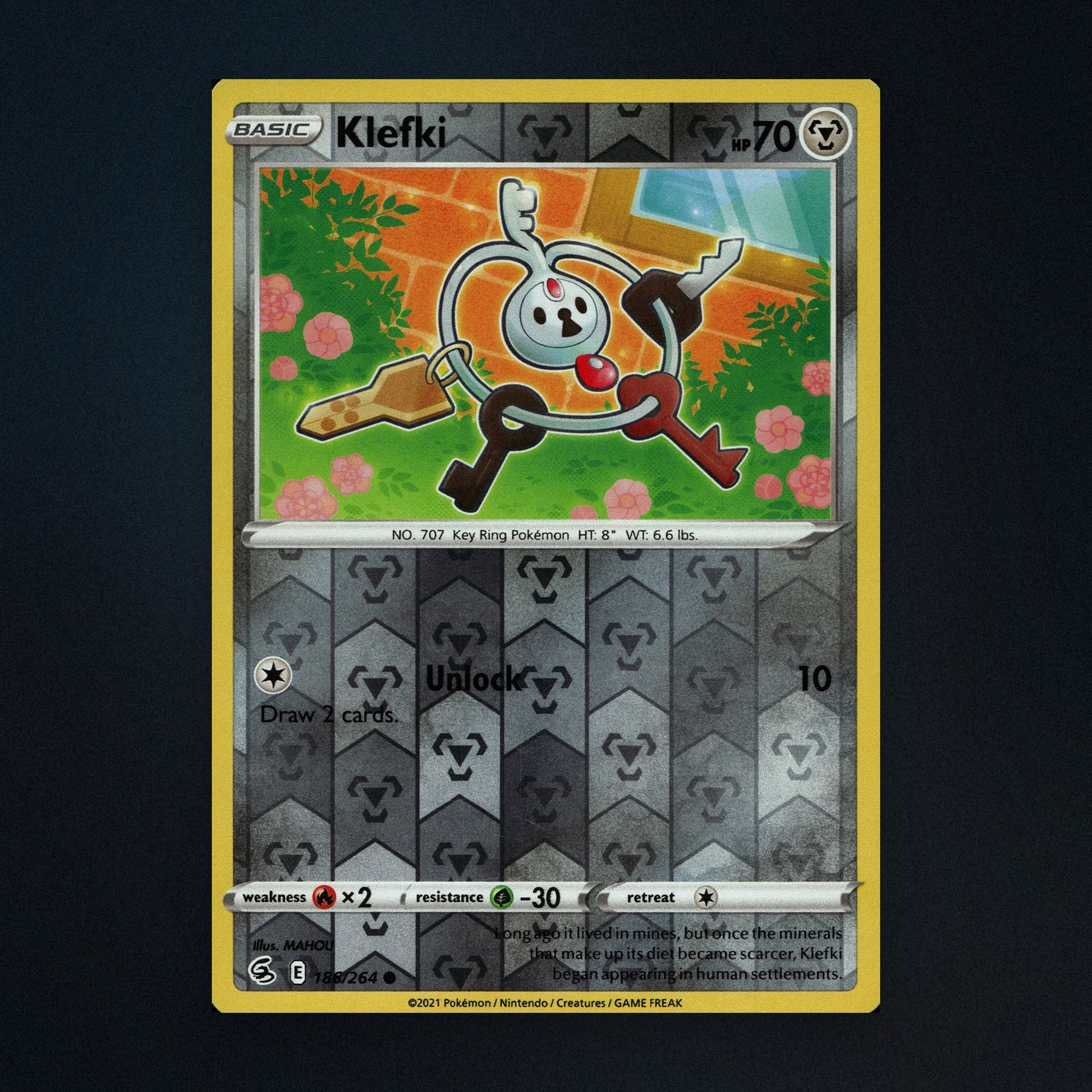 Klefki - 186/264 - Fusion Strike - Reverse Holo - Lightly Played front