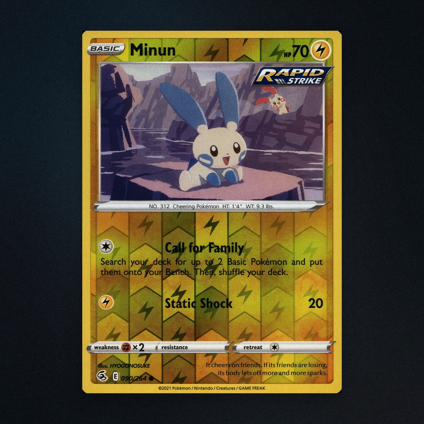 Minun - 090/264 - Fusion Strike - Reverse Holo - Near Mint front