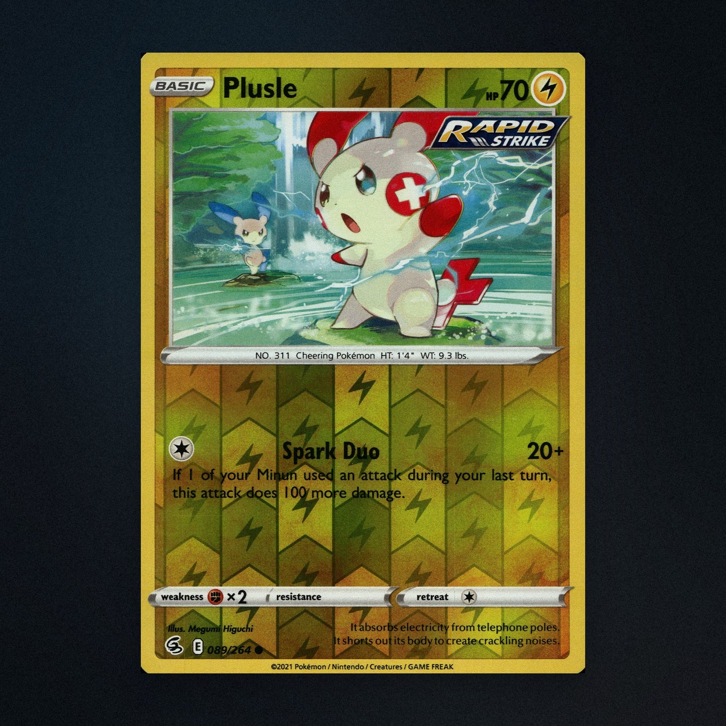 Plusle - 089/264 - Fusion Strike - Reverse Holo - Moderately Played front