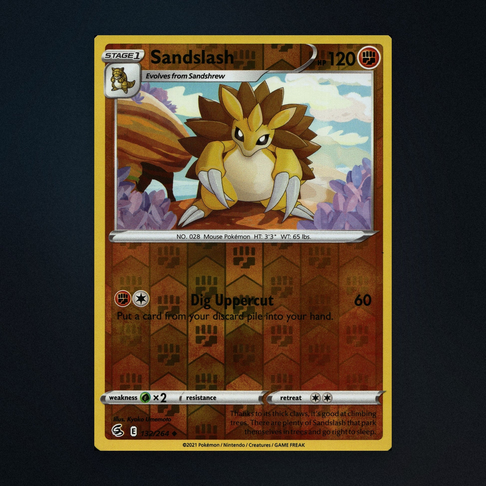 Sandslash - 132/264 - Fusion Strike - Reverse Holo - Moderately Played front