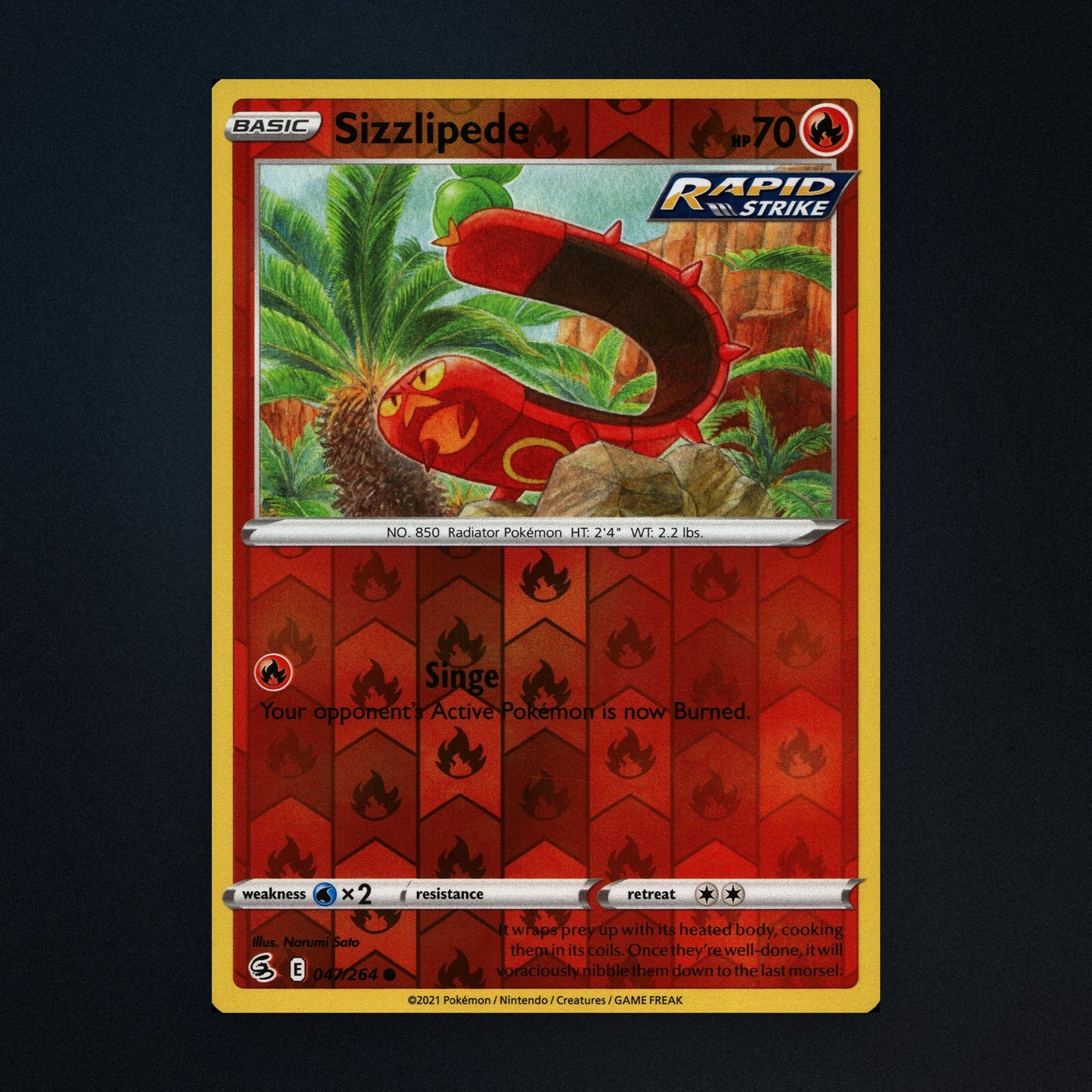 Sizzlipede - 047/264 - Fusion Strike - Reverse Holo - Near Mint front