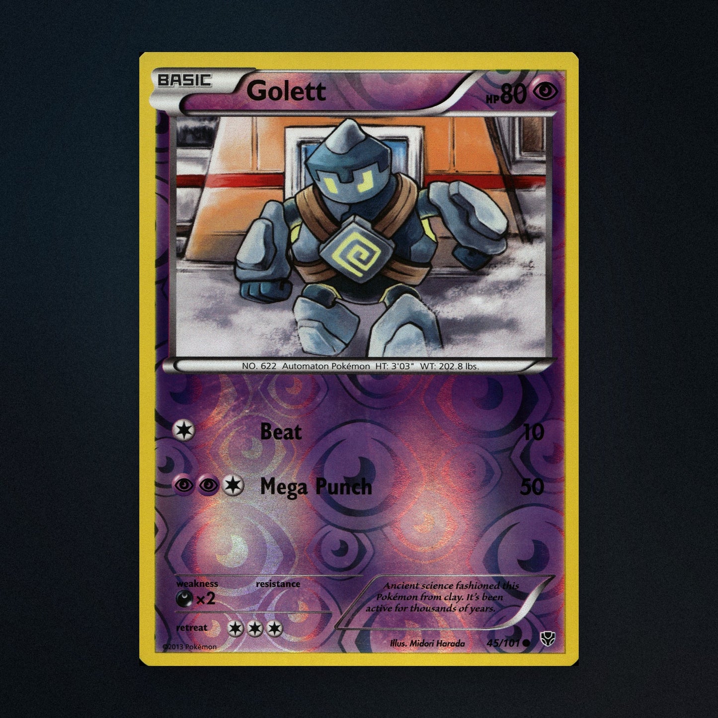 Golett - 45/101 - Plasma Blast - Reverse Holo - Lightly Played front