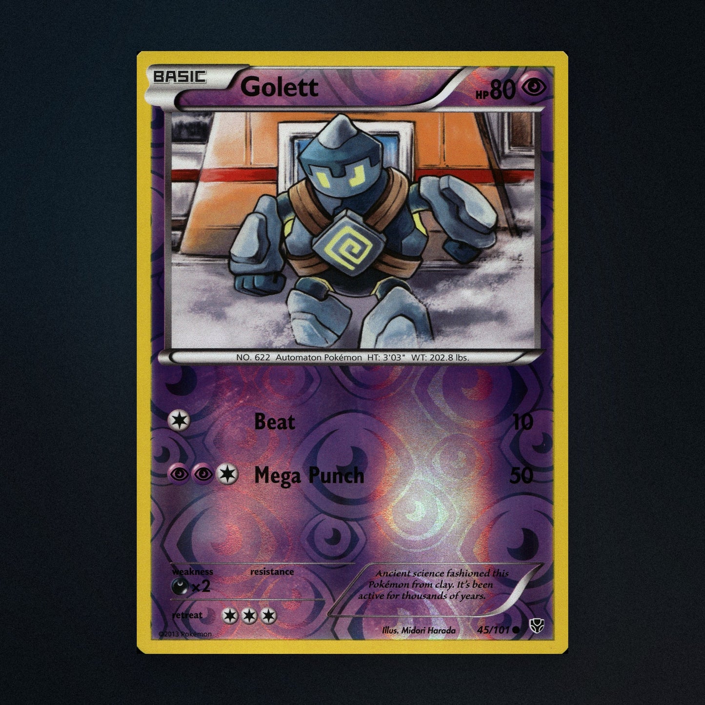 Golett - 45/101 - Plasma Blast - Reverse Holo - Lightly Played front
