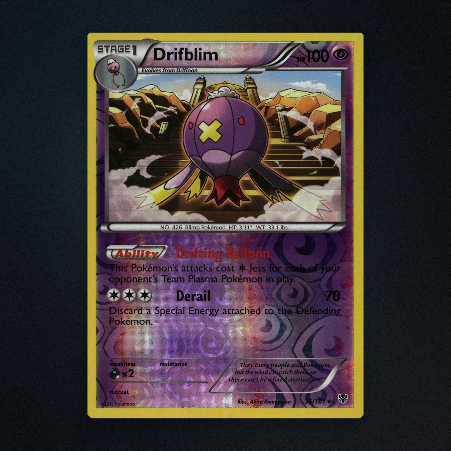Drifblim - 35/101 - Plasma Blast - Reverse Holo - Lightly Played front