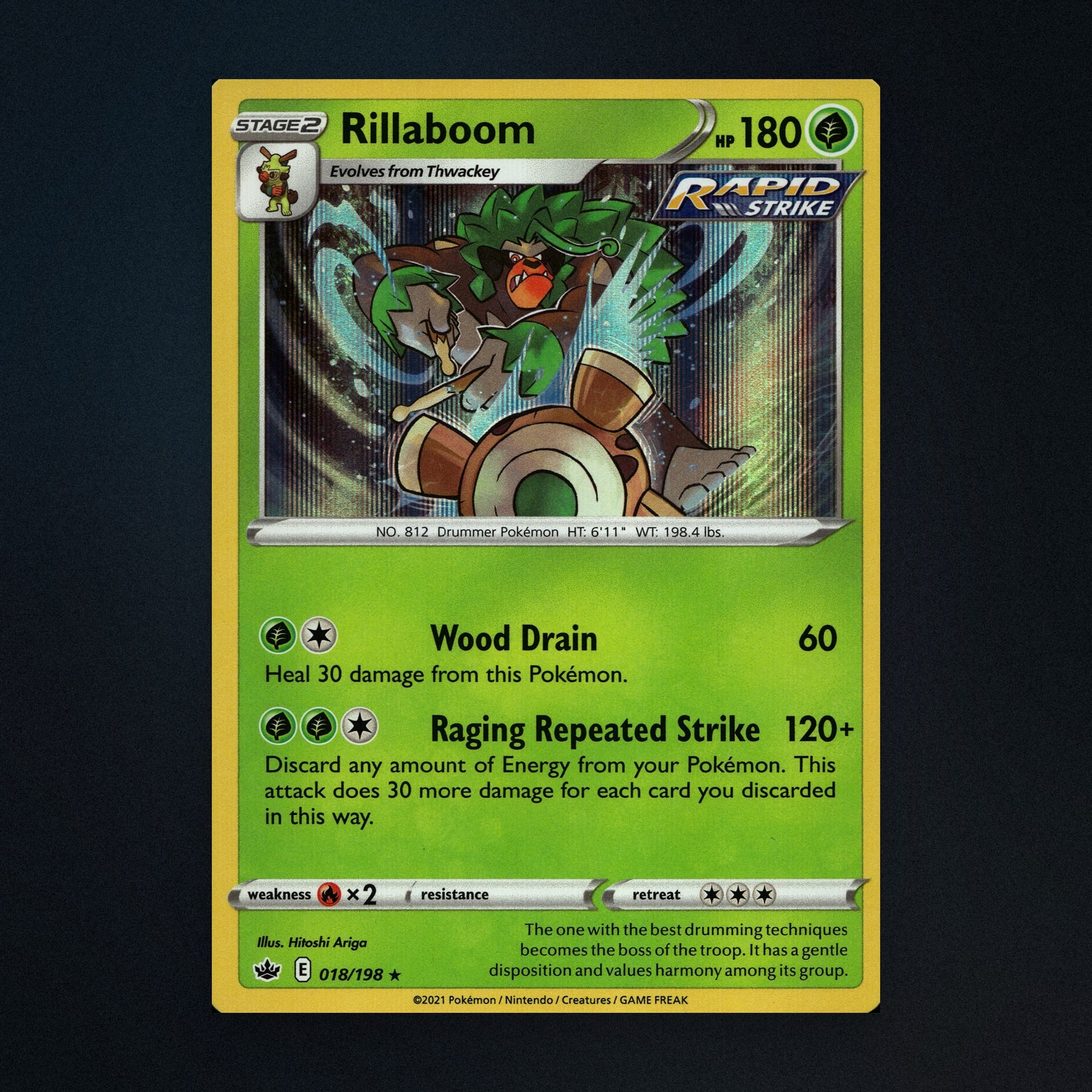 Rillaboom - 018/198 - Chilling Reign - Holo - Lightly Played front