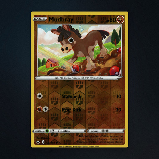 Mudbray - 105/202 - Sword & Shield - Reverse Holo - Lightly Played front