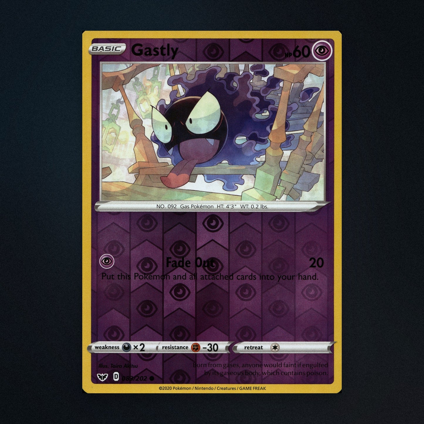 Gastly - 083/202 - Sword & Shield - Reverse Holo - Lightly Played front