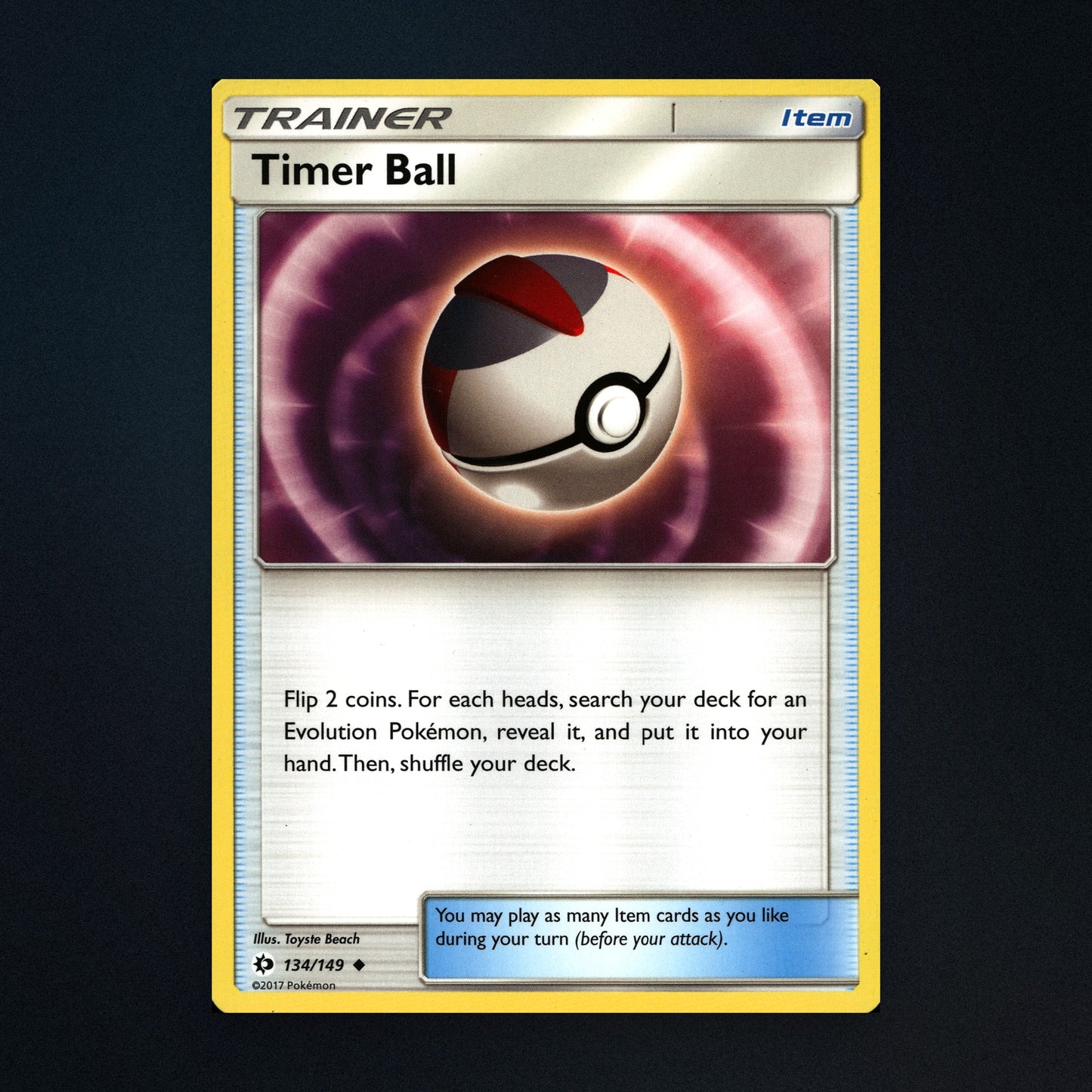 Timer Ball - 134/149 - Sun & Moon - Heavily Played front
