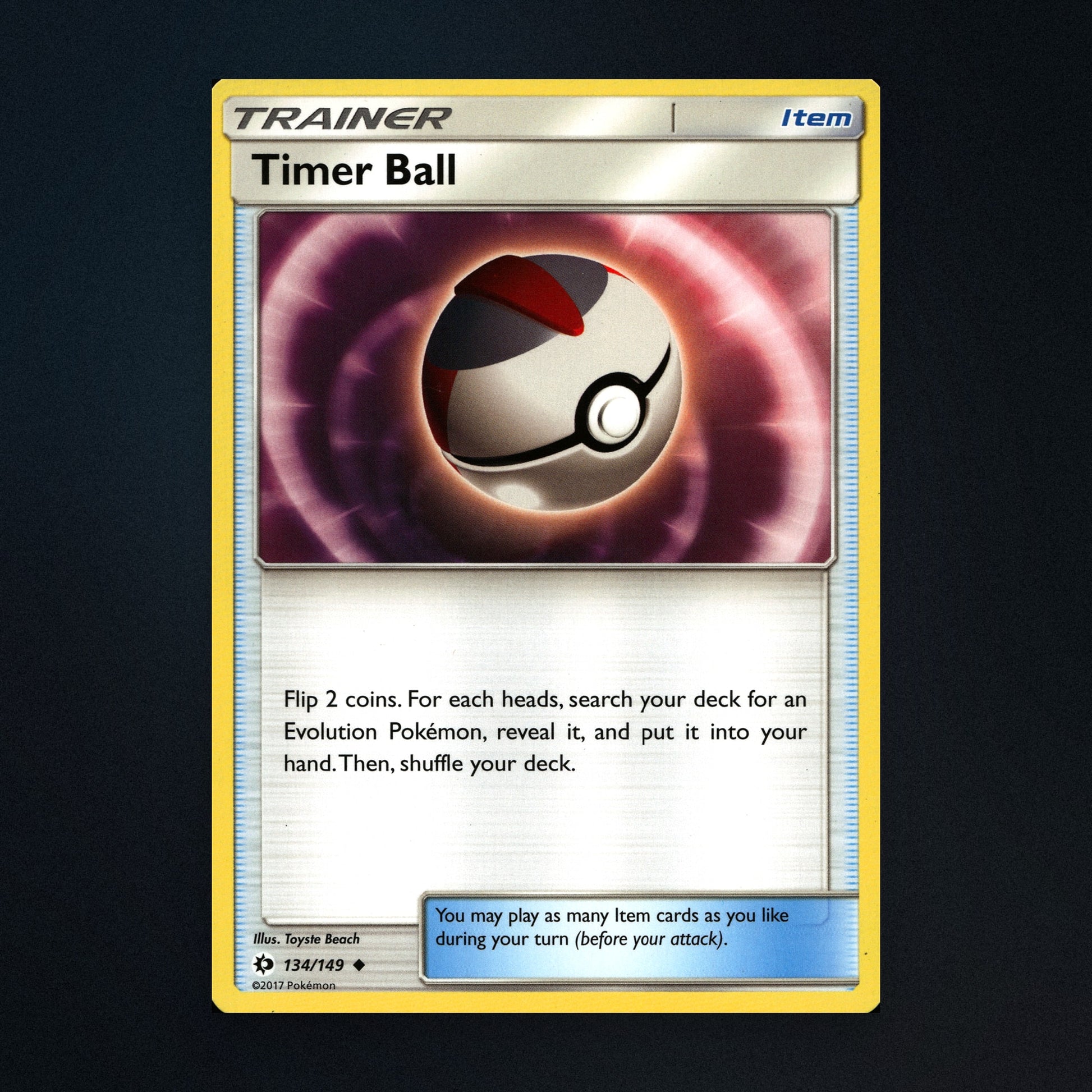 Timer Ball - 134/149 - Sun & Moon - Heavily Played front