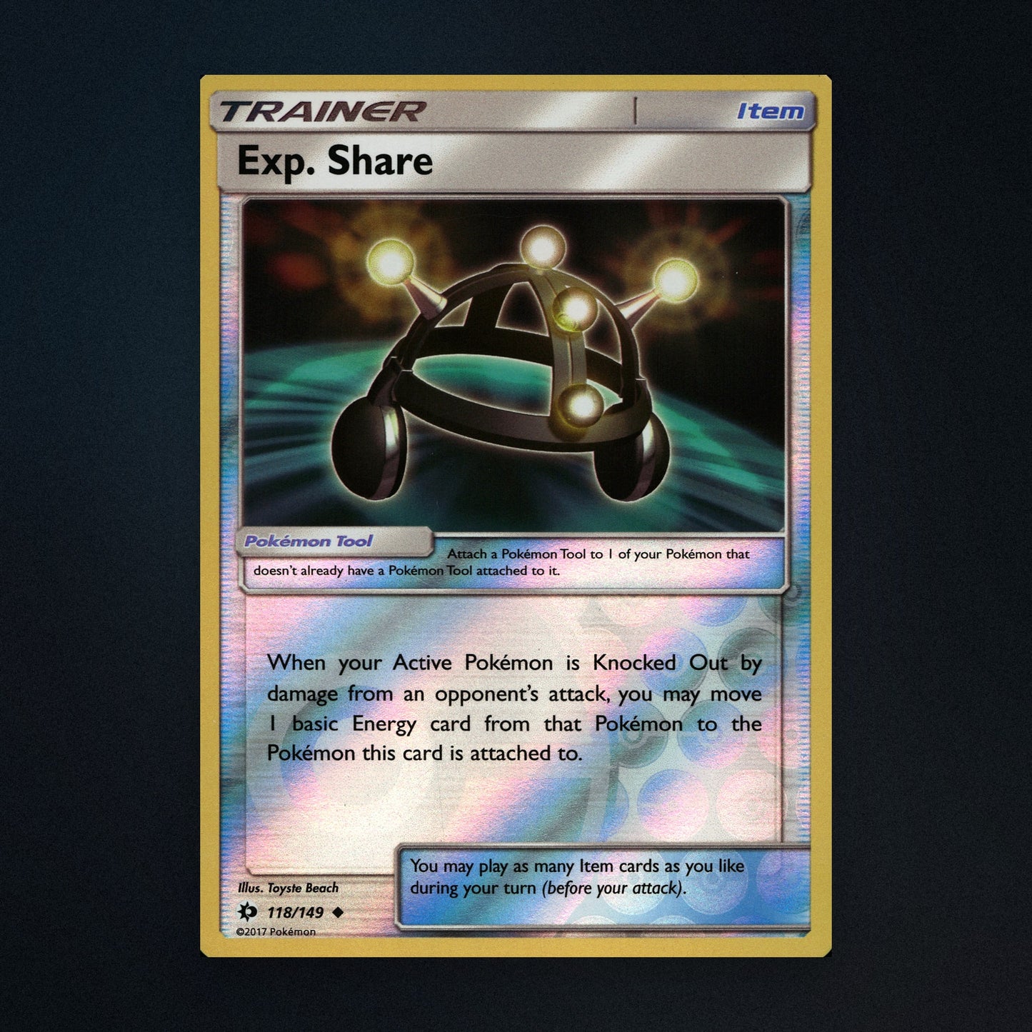 Exp. Share - 118/149 - Sun & Moon - Reverse Holo - Lightly Played front