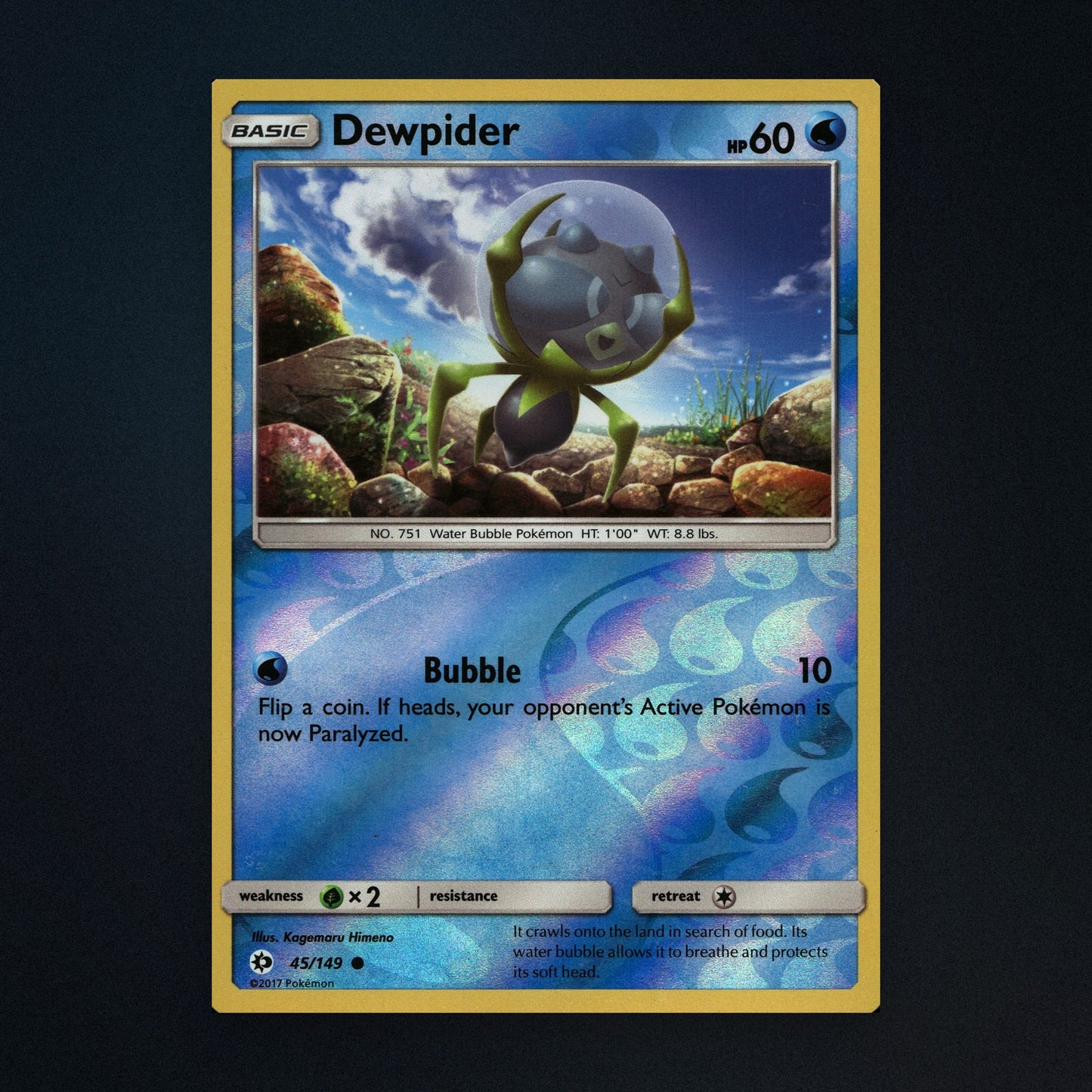 Dewpider - 45/149 - Sun & Moon - Reverse Holo - Moderately Played front