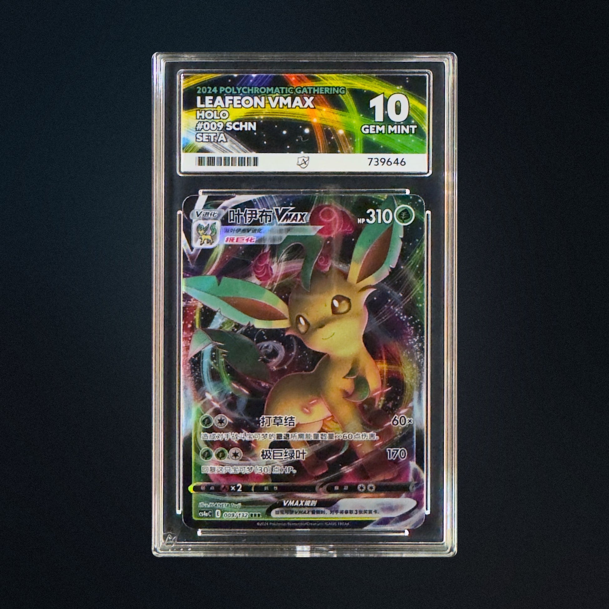 2024 Pokemon Chinese Poly Gathering Leafeon VMAX 009/132 Holo ACE 10 front