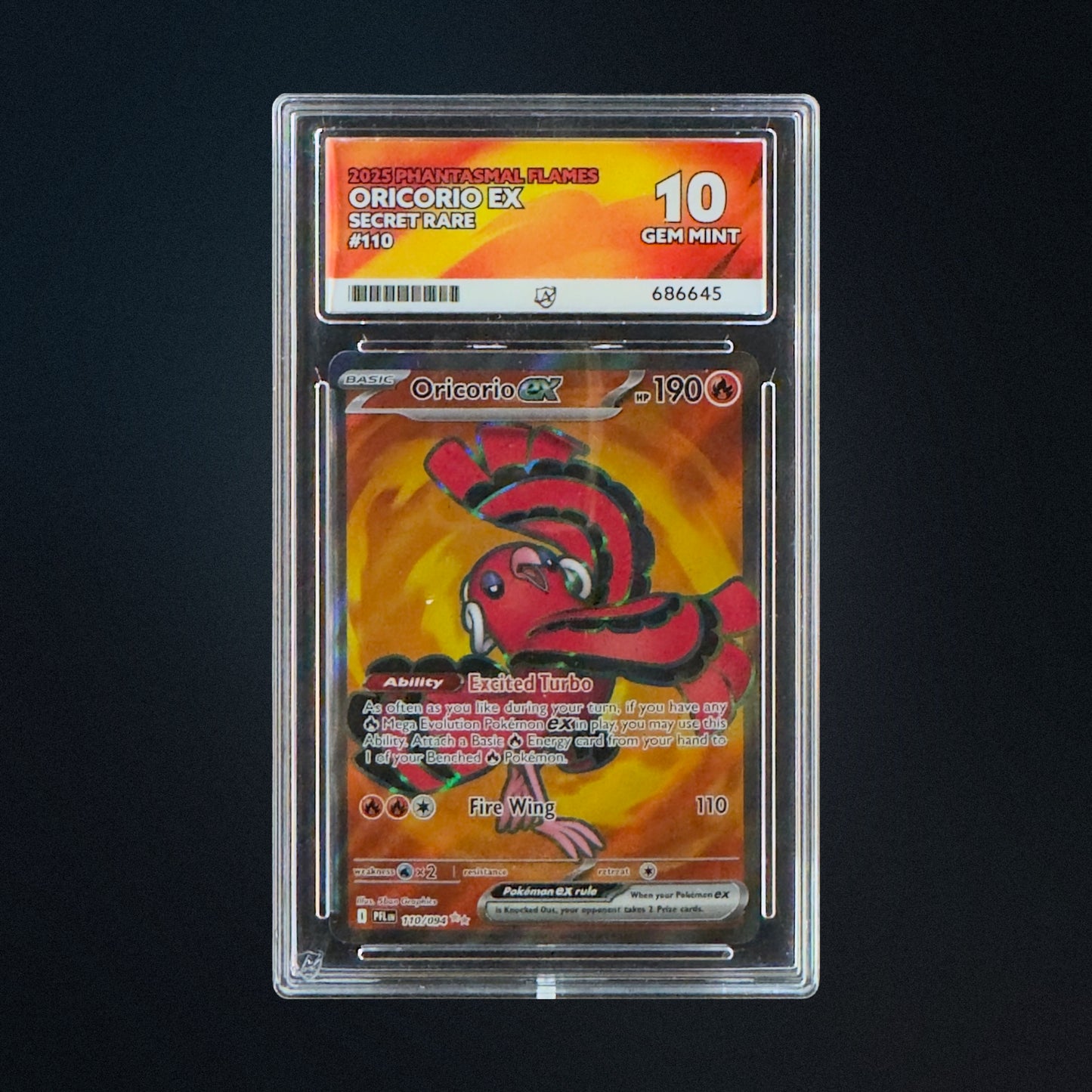 2025 Pokemon Phantasmal Flames Oricorio ex 110/094 ACE 10 Perfect Subgrades front