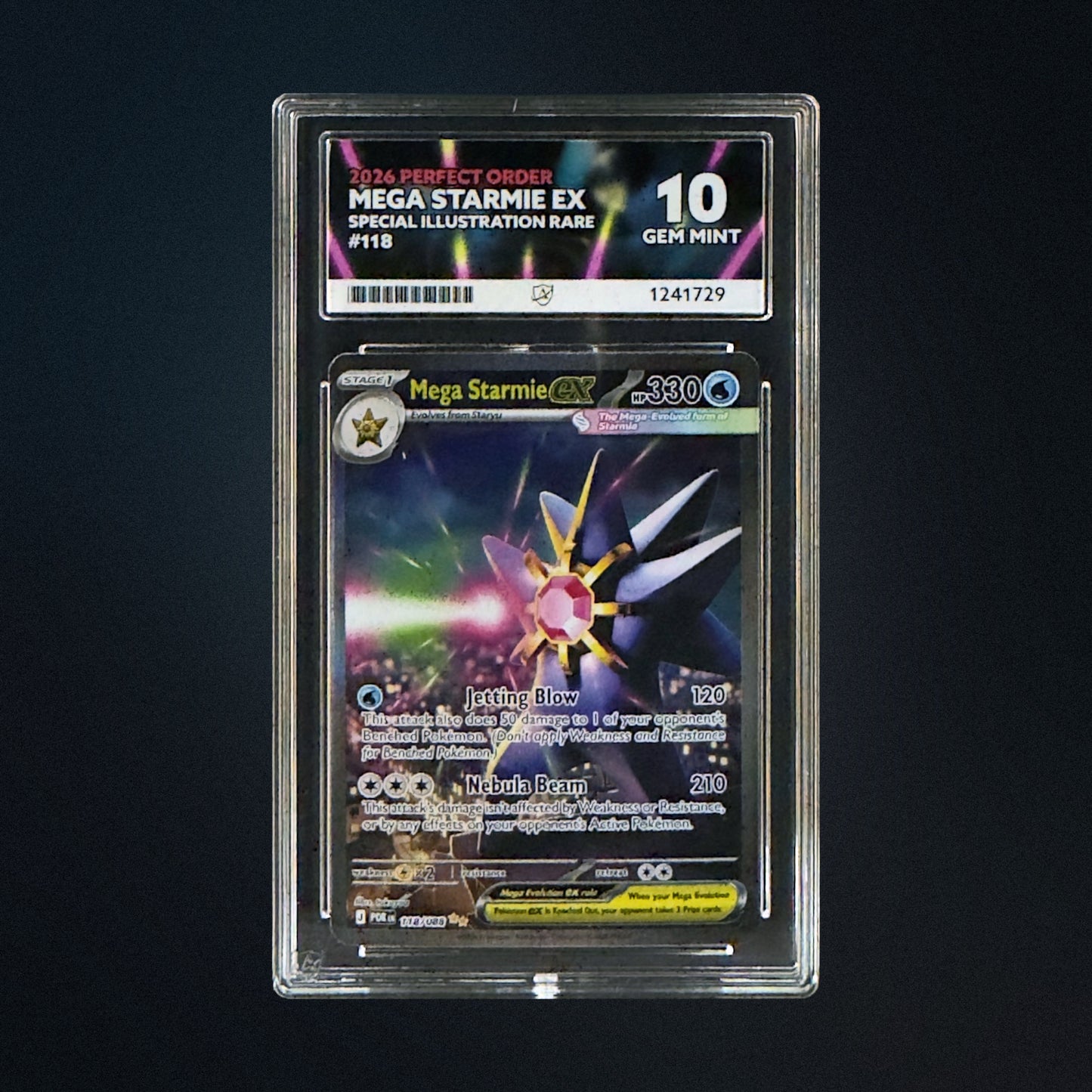 2026 Pokemon Perfect Order Mega Starmie ex 118/088 SIR ACE 10 Perfect Subgrades front