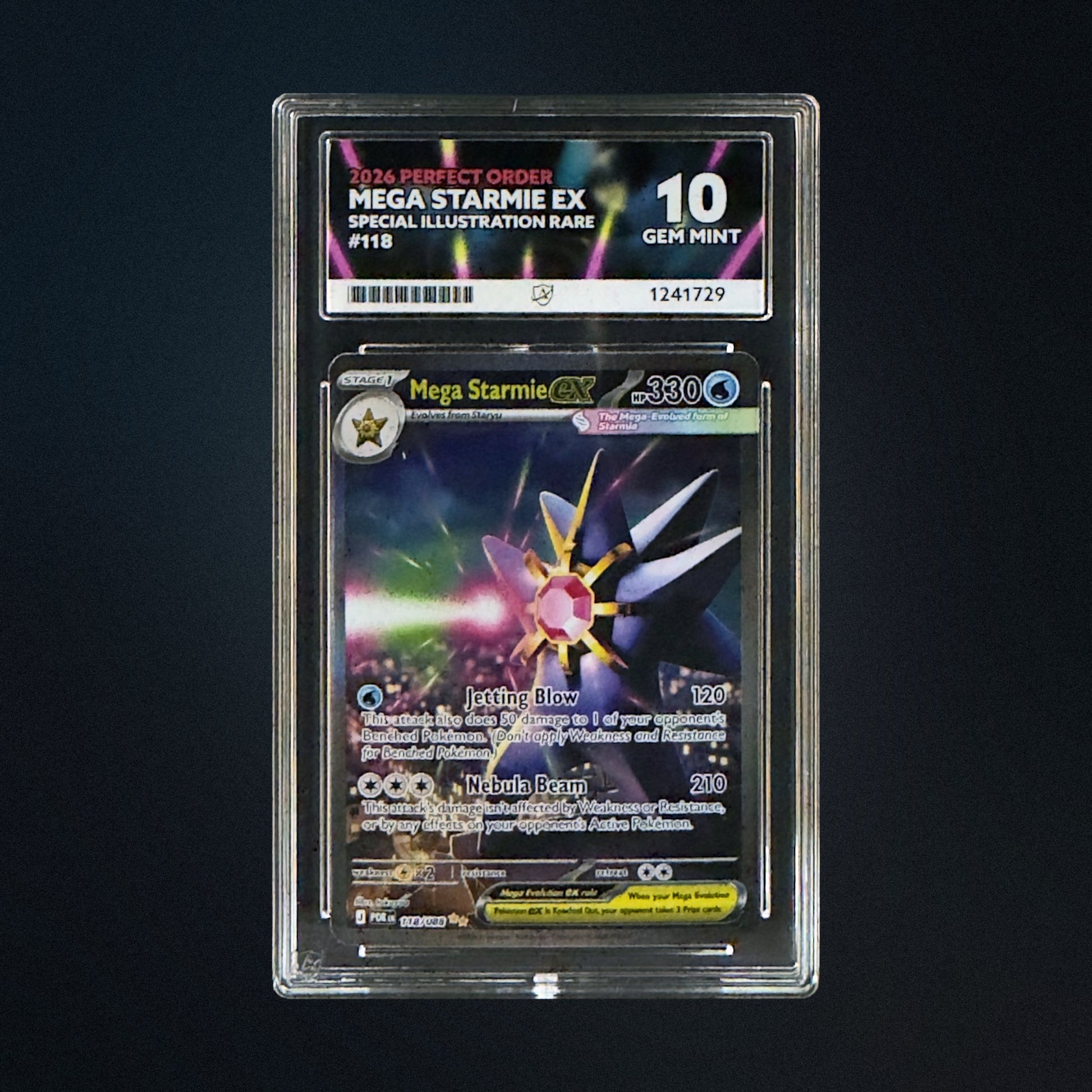 2026 Pokemon Perfect Order Mega Starmie ex 118/088 SIR ACE 10 Perfect Subgrades front
