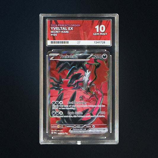 2026 Pokemon Perfect Order Yveltal ex 105/088 Secret Rare ACE 10 front