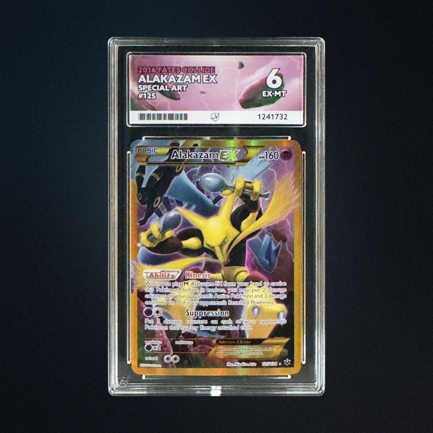 2016 Pokemon Fates Collide Alakazam EX 125/124 Alt Art ACE 6 front