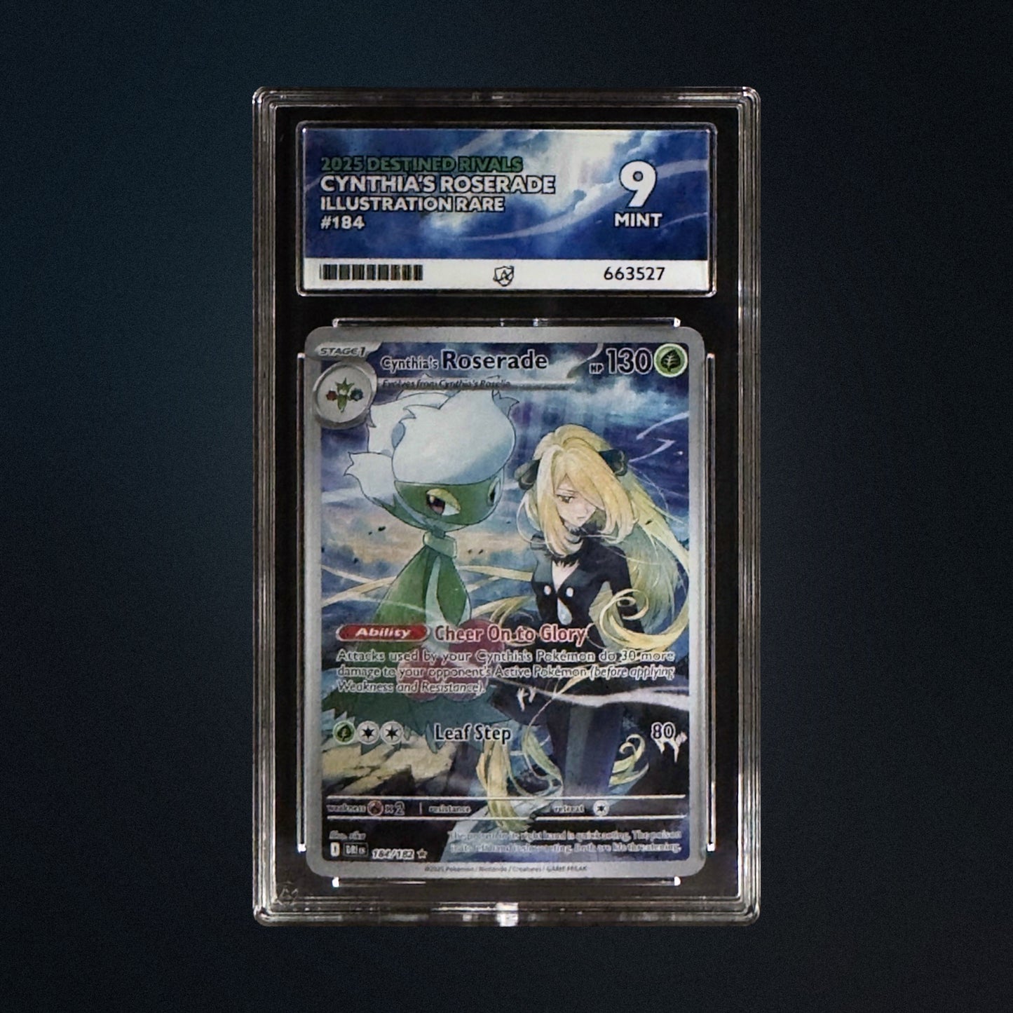 2025 Pokemon Destined Rivals Cynthia's Roserade 184/182 IR ACE 9 front
