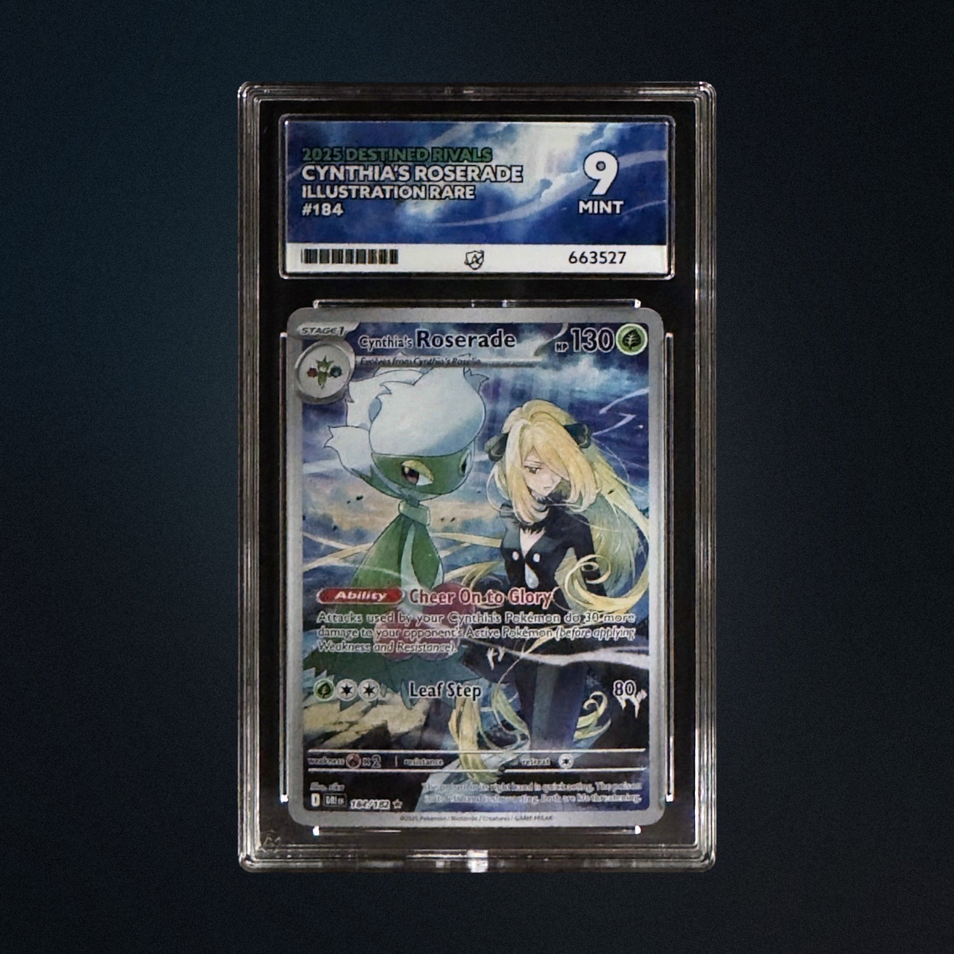 2025 Pokemon Destined Rivals Cynthia's Roserade 184/182 IR ACE 9 front