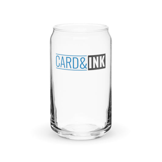 Card & Ink Can Glass front Printful mockup