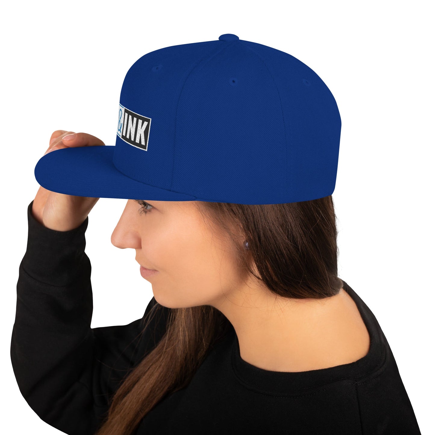 Card & Ink Snapback Hat left-side Printful mockup