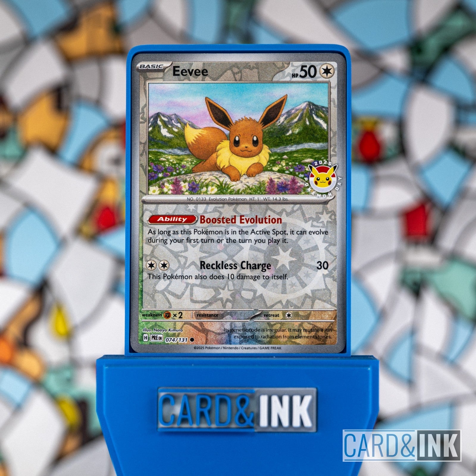 Eevee 074/131 Prismatic Evolutions Pokemon Day 2025 Stamped Promo NM - CIL-000379