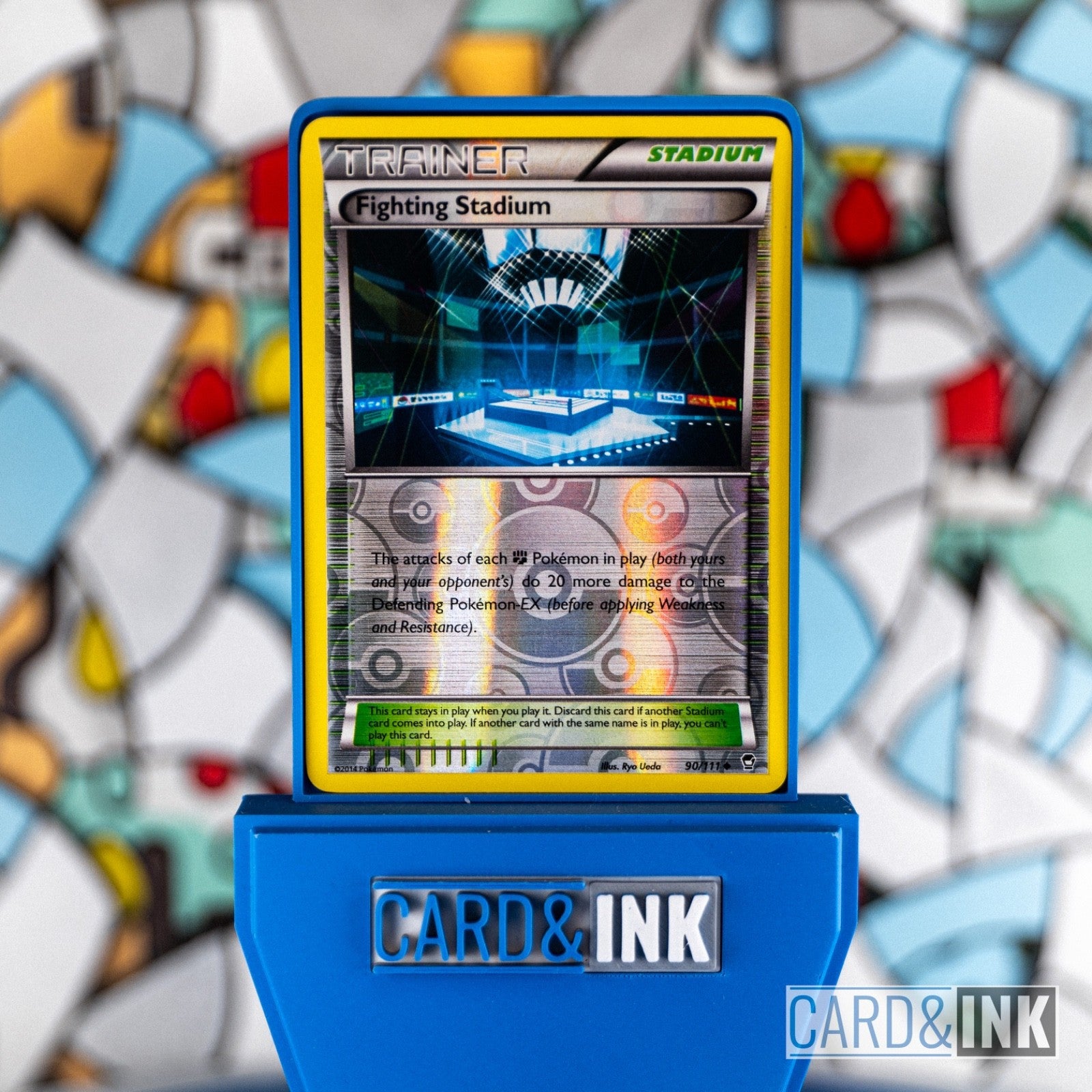 Fighting Stadium Reverse Holo 90/111 XY Furious Fists Pokemon Card MP - CIL-000082