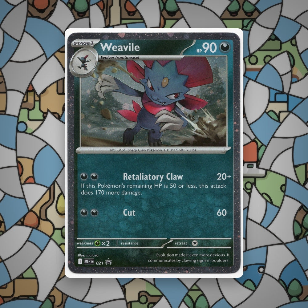 Pokemon Weavile 021 MEP Black Star Promo Cosmos Holo NM - CIL-000523