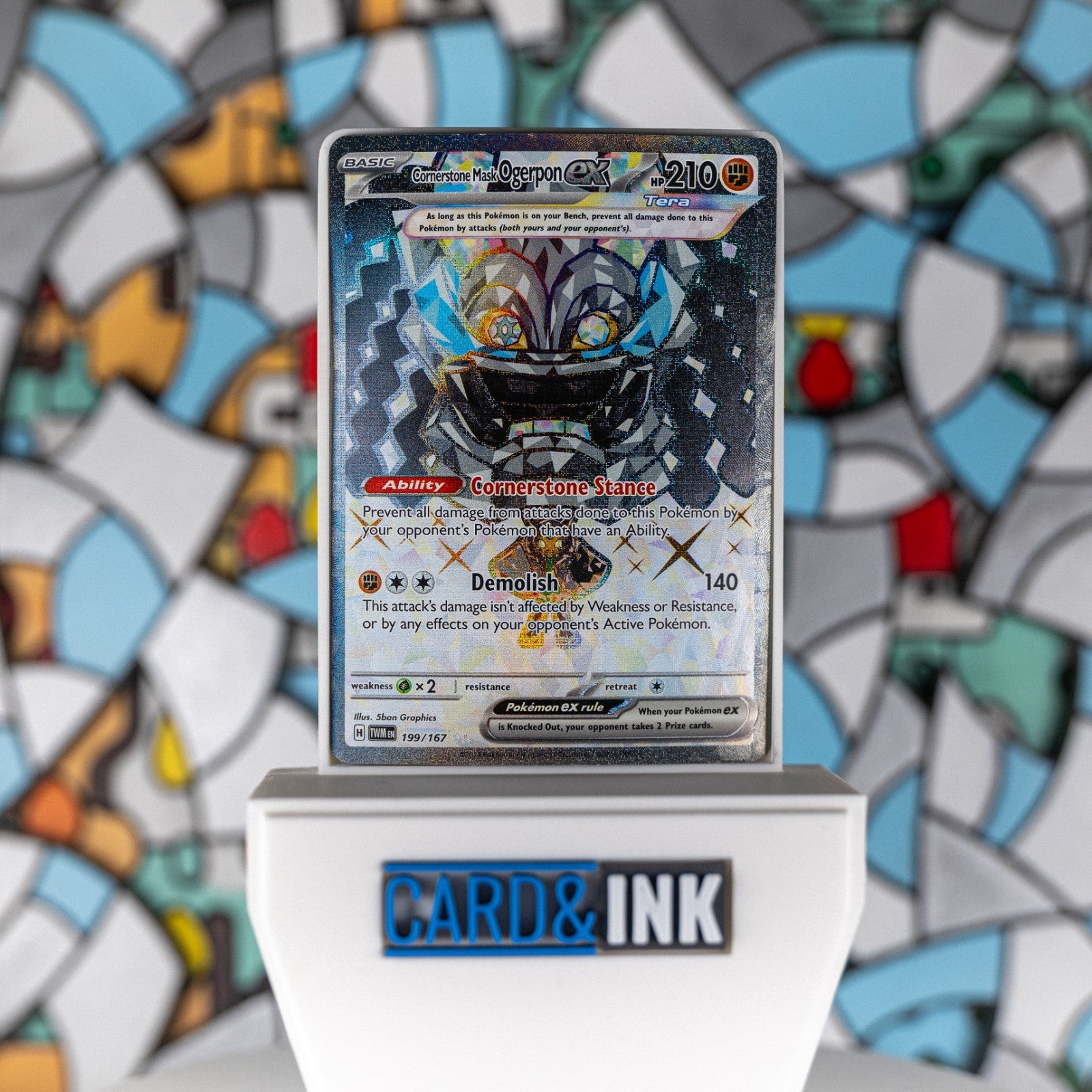 Cornerstone Mask Ogerpon EX 199/167 Twilight Masquerade English Pokemon Card LP - CIL-000021