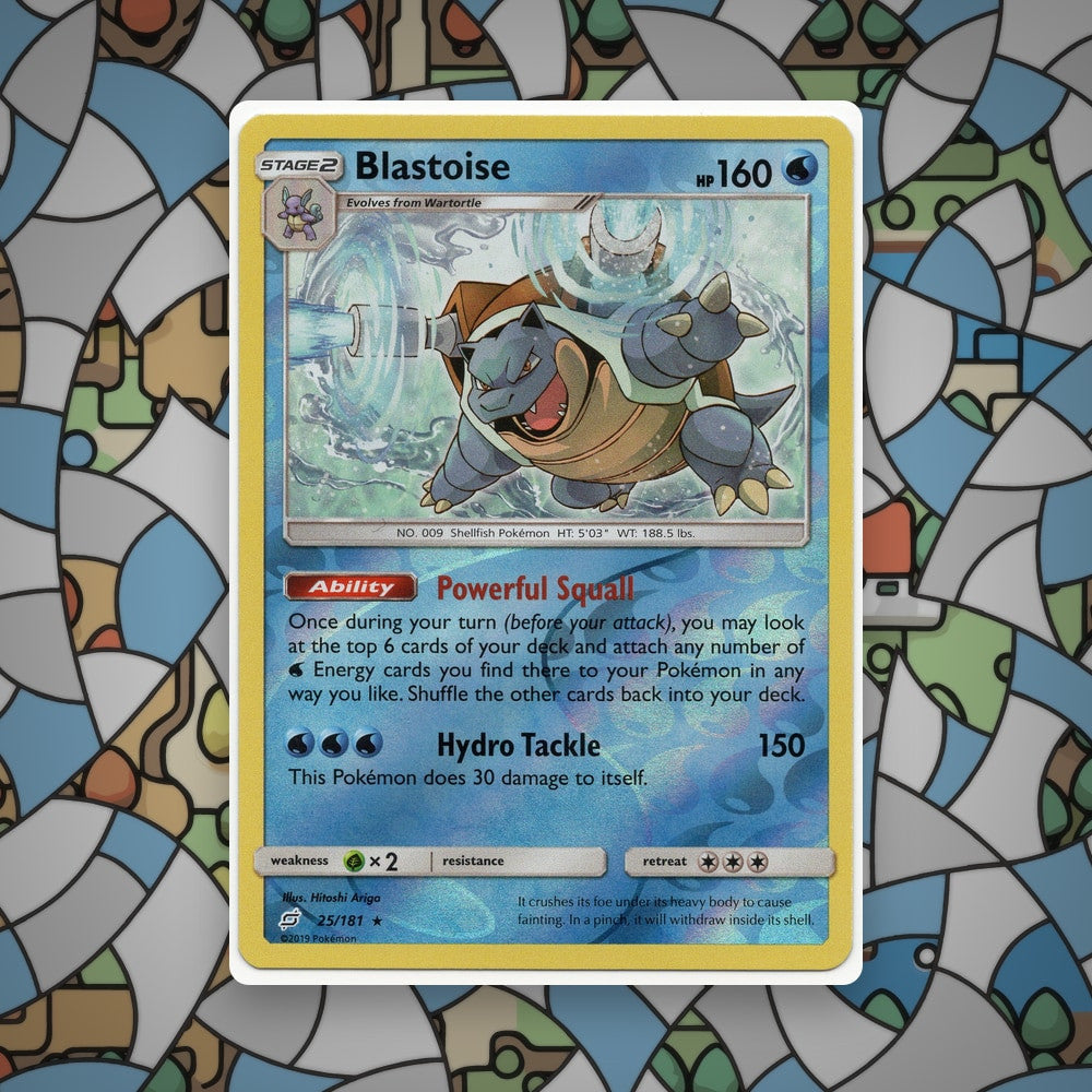 Pokemon Blastoise 25/181 Team Up Reverse Holo Rare NM - CIL-000514