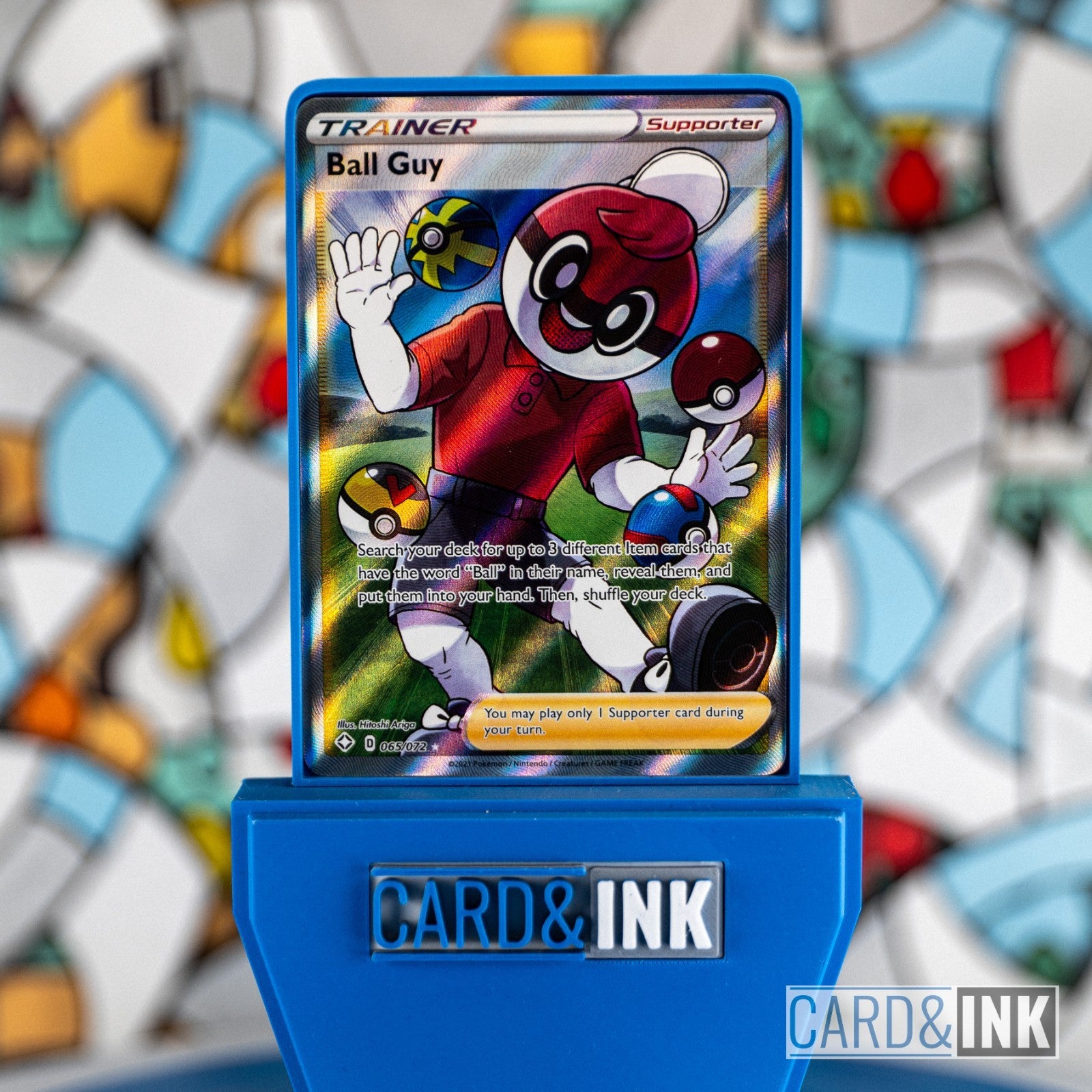 Ball Guy Full Art Trainer 065/072 Shining Fates Pokemon Card NM - CIL-000015